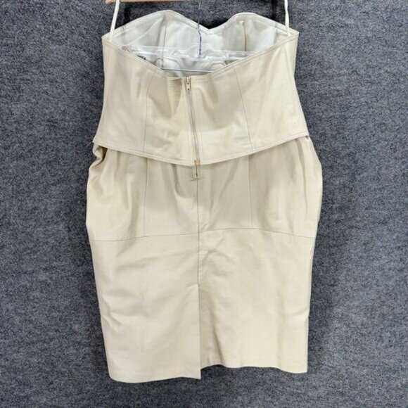 Unbranded Skirt Suit Women 2X Plus Beige Zipper Strapless A-Line Midi Leather - Picture 2 of 5